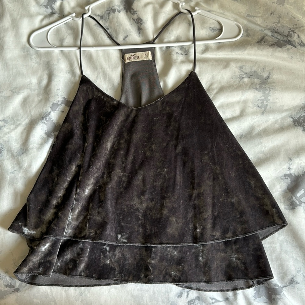 Gray Velvet going out shirt/crop top